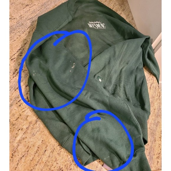 Russell Athletic Pro Size L Reverse Weave Sweatshirt Green Wesmac New * stains* - Picture 8 of 12